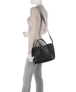 Wave M Handtasche Lederimitat schwarz
