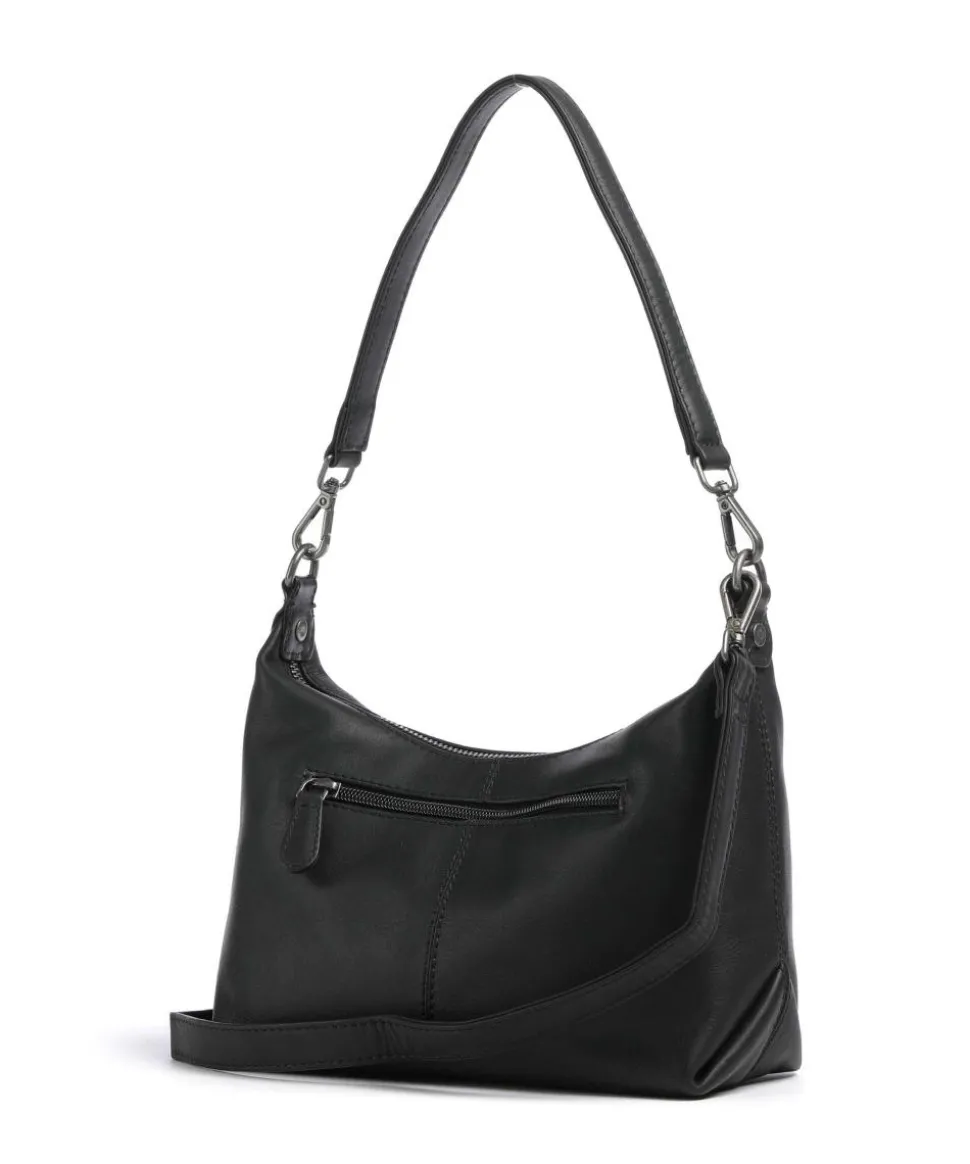 Wax Pull Up Cow Christie Schultertasche fein genarbtes Rindsleder schwarz