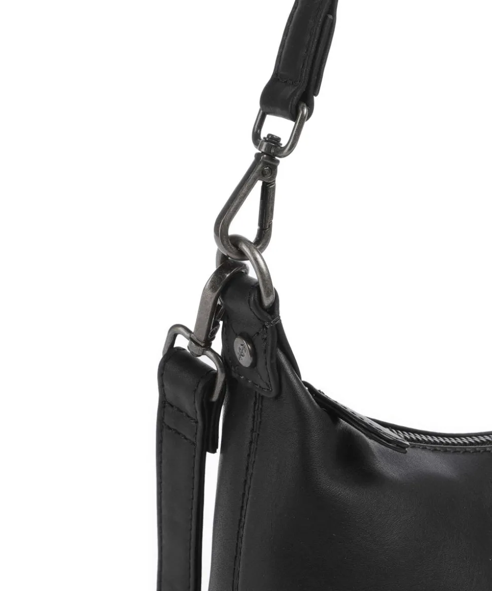 Wax Pull Up Cow Christie Schultertasche fein genarbtes Rindsleder schwarz