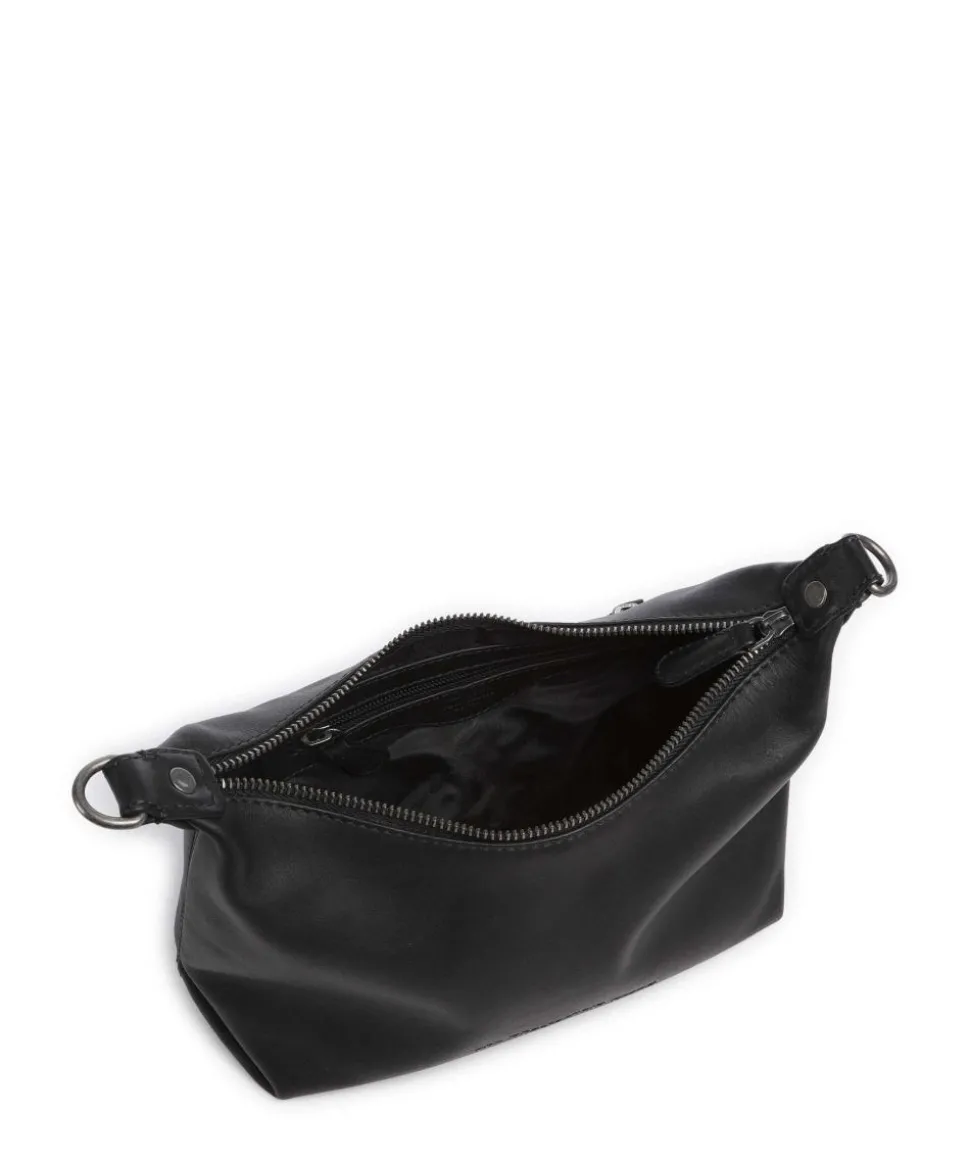 Wax Pull Up Cow Christie Schultertasche fein genarbtes Rindsleder schwarz