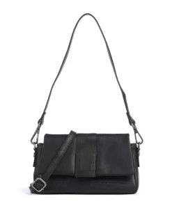 Wax Pull Up Cow Clifden Schultertasche fein genarbtes Rindsleder schwarz