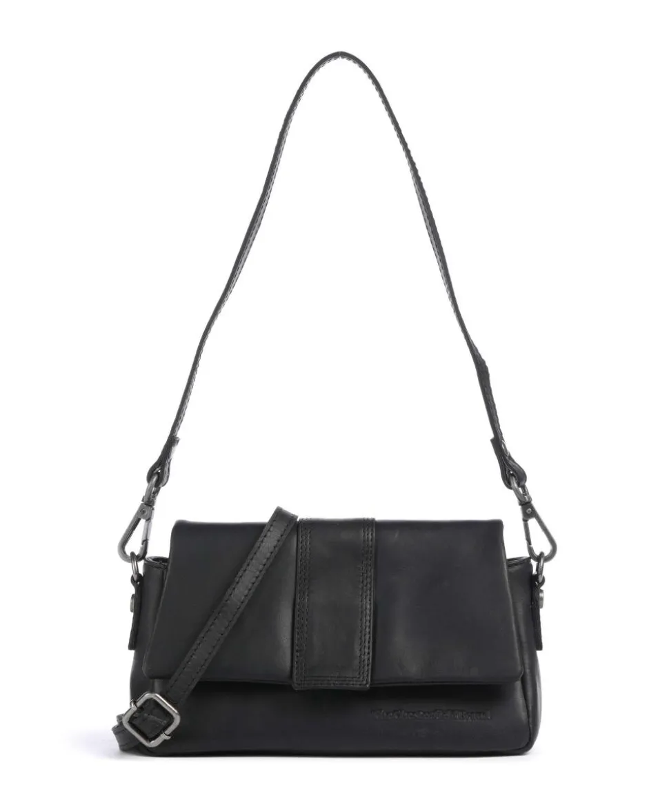 Wax Pull Up Cow Clifden Schultertasche fein genarbtes Rindsleder schwarz