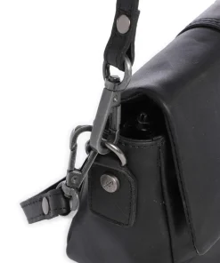 Wax Pull Up Cow Clifden Schultertasche fein genarbtes Rindsleder schwarz