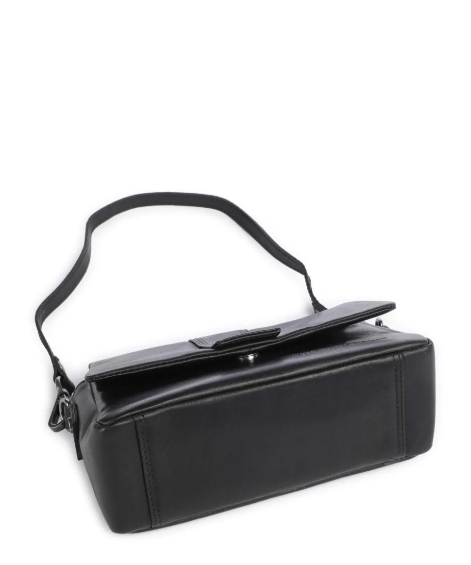 Wax Pull Up Cow Clifden Schultertasche fein genarbtes Rindsleder schwarz