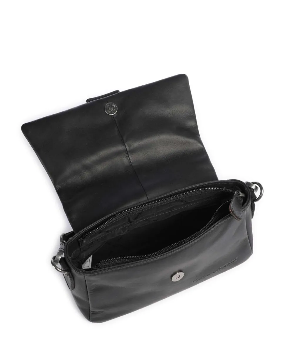 Wax Pull Up Cow Clifden Schultertasche fein genarbtes Rindsleder schwarz