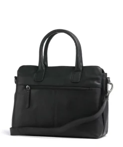 Wax Pull Up Cow Valmonte Handtasche fein genarbtes Rindsleder schwarz