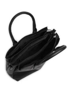 Wax Pull Up Cow Valmonte Handtasche fein genarbtes Rindsleder schwarz