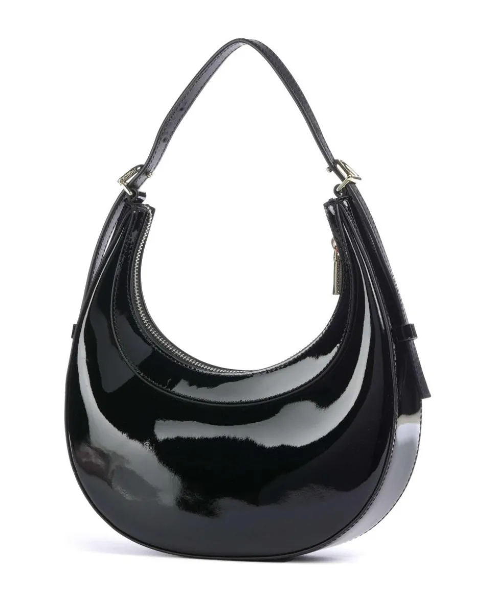 Whisper Patent Schultertasche Leder schwarz