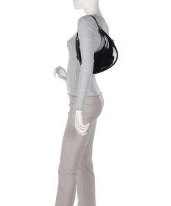 Whisper Patent Schultertasche Leder schwarz