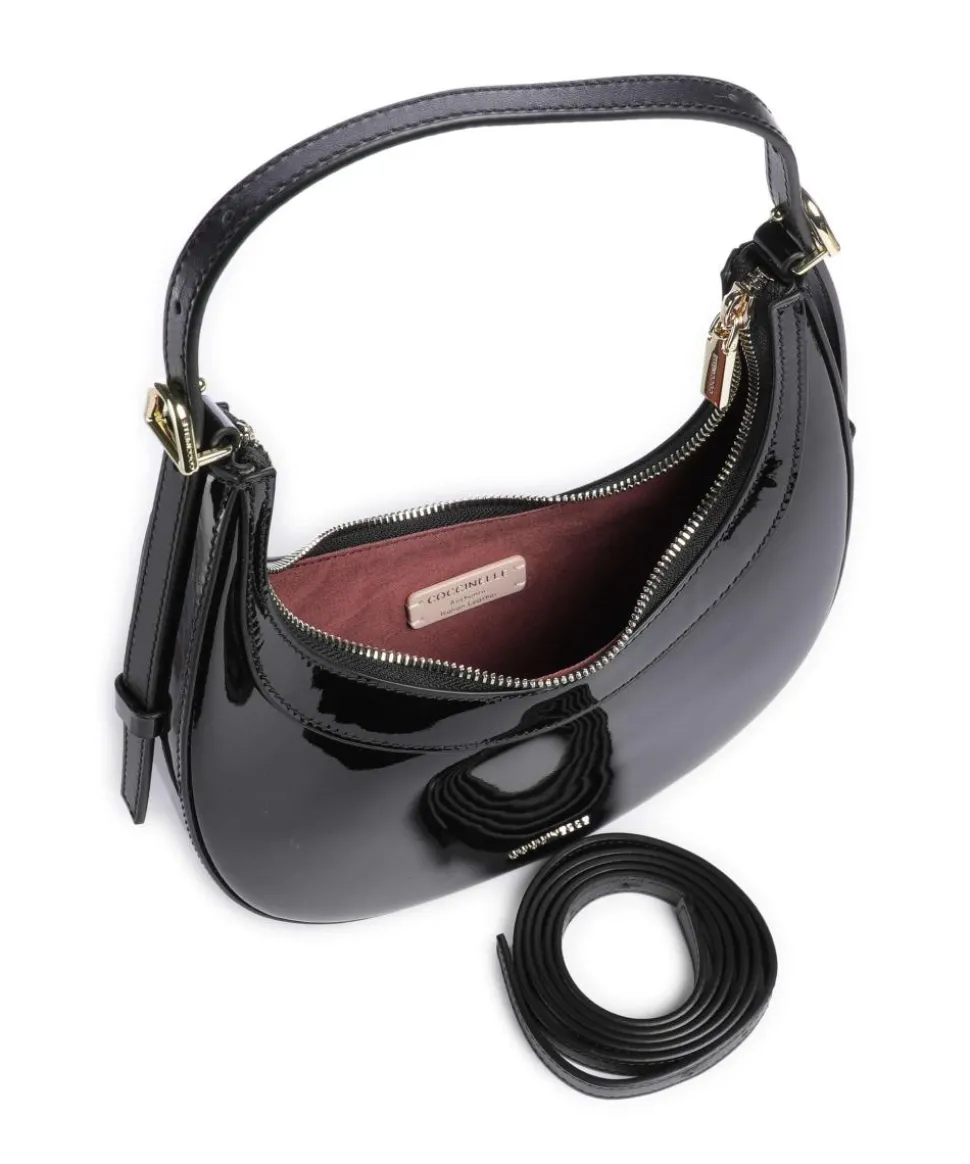 Whisper Patent Schultertasche Leder schwarz