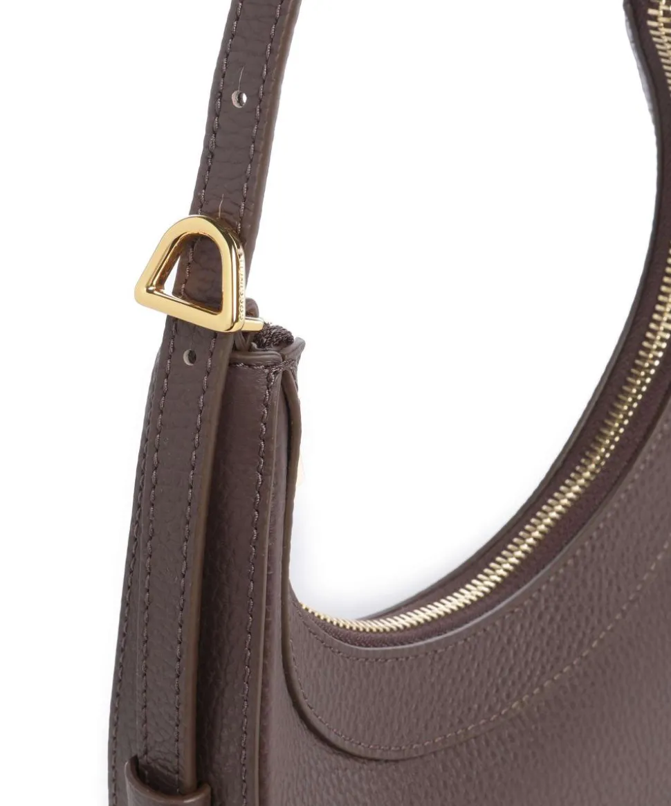 Whisper Schultertasche genarbtes Rindsleder dunkelbraun