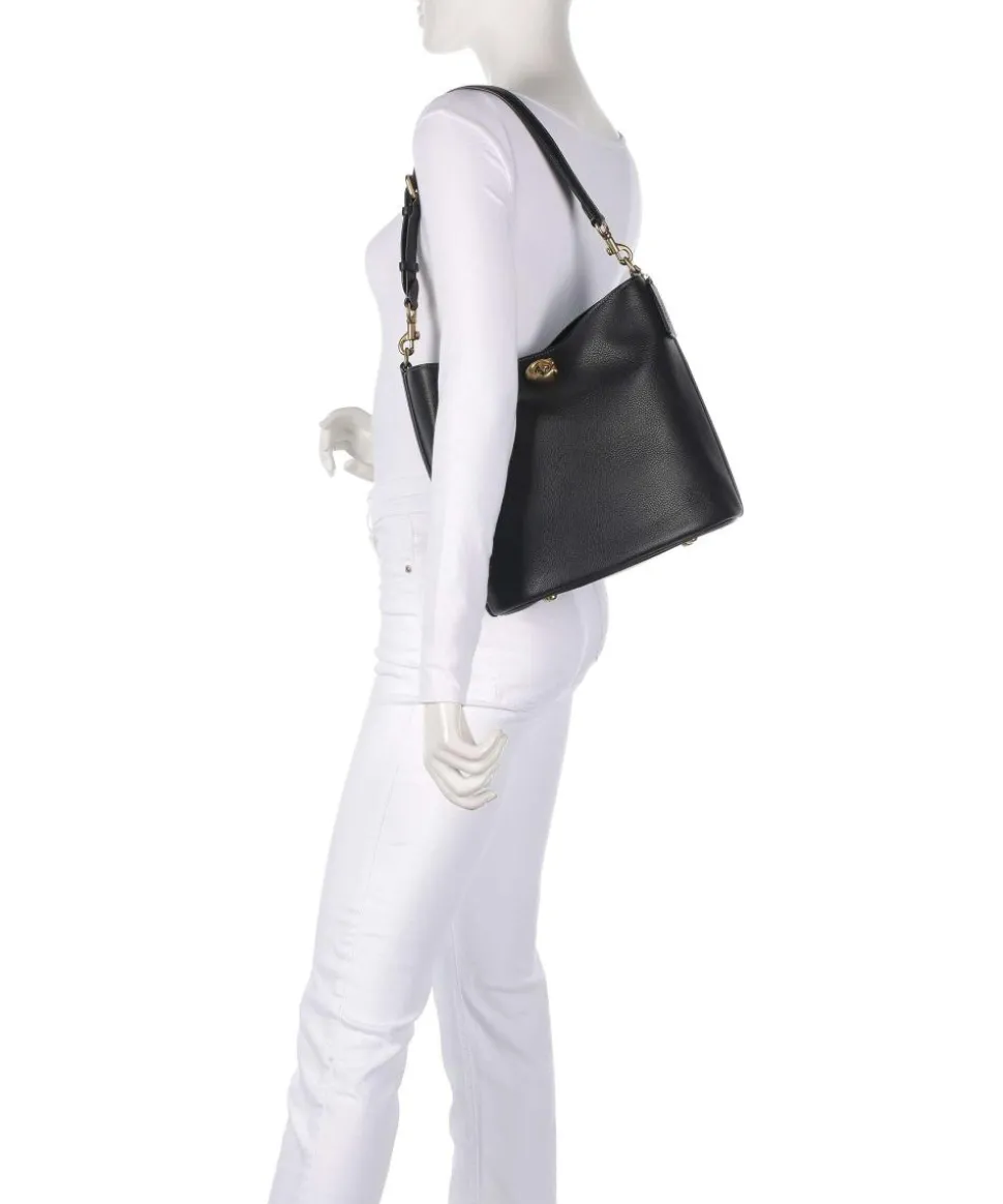 Willow Soft Beuteltasche genarbtes Leder schwarz