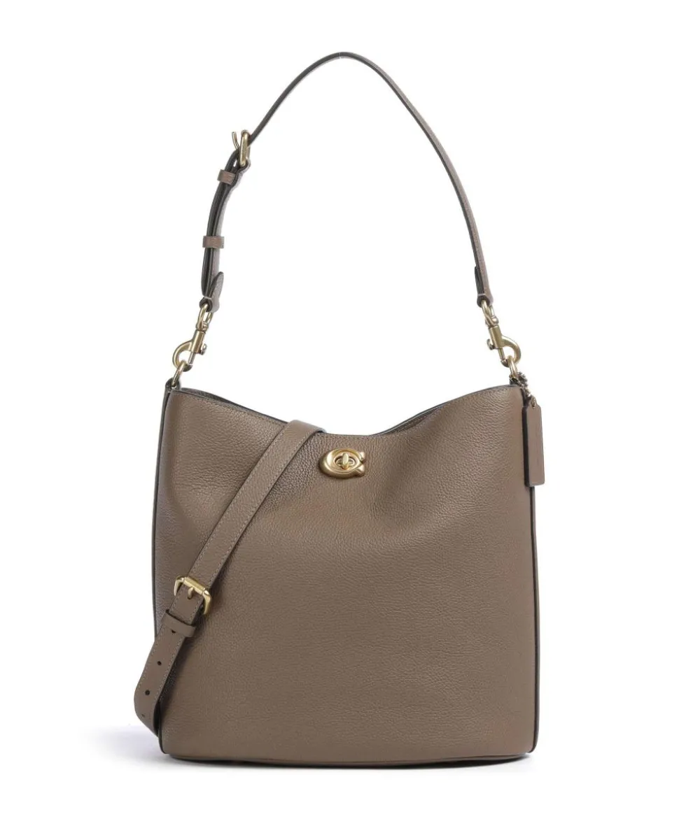 Willow Soft Beuteltasche genarbtes Leder taupe