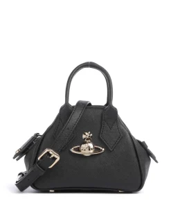 Yasmine Saffiano Mini Umhängetasche Lederimitat schwarz