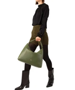 Zita M Beuteltasche genarbtes Rindsleder dunkelgrün