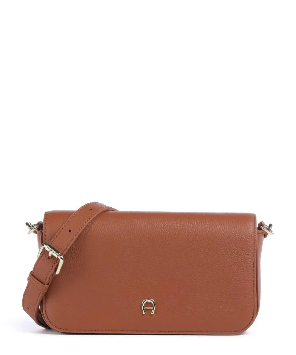 Zita S Umhängetasche genarbtes Rindsleder braun