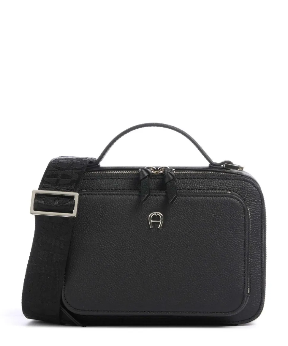 Zita S Umhängetasche genarbtes Rindsleder schwarz