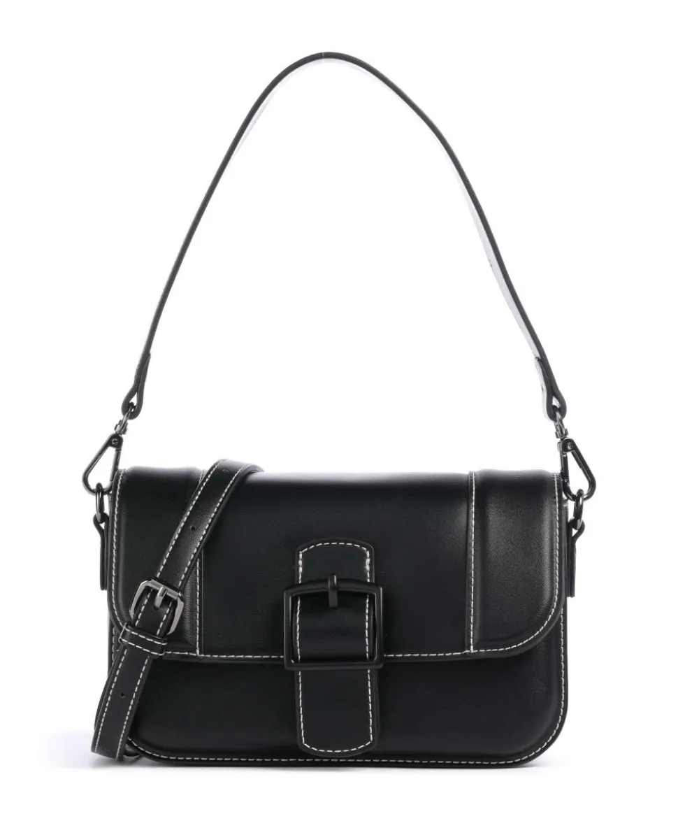 Zita Schultertasche Lederimitat schwarz