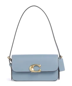 Zoe Schultertasche fein genarbtes Rindsleder blaugrau