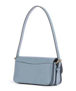 Zoe Schultertasche fein genarbtes Rindsleder blaugrau