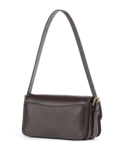 Zoe Schultertasche fein genarbtes Rindsleder dunkelbraun