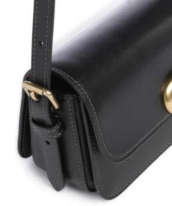 Zoe Schultertasche fein genarbtes Rindsleder schwarz