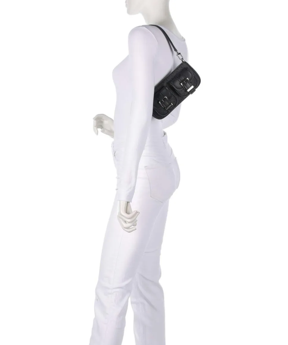 Zoe Schultertasche Lederimitat schwarz