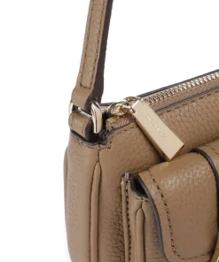 Zoe Small Schultertasche genarbtes Rindsleder hellbraun