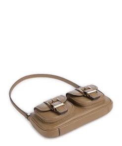 Zoe Small Schultertasche genarbtes Rindsleder hellbraun