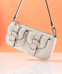 Zoe Small Schultertasche genarbtes Rindsleder weiß