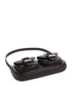 Zoe Small Schultertasche genarbtes Rindsleder dunkelbraun