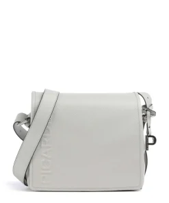 Zoom Umhängetasche genarbtes Rindsleder hellgrau