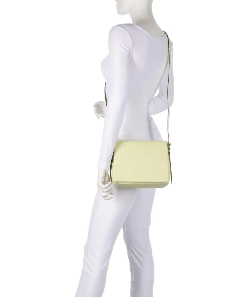 Zoom Umhängetasche genarbtes Rindsleder gelbgrün